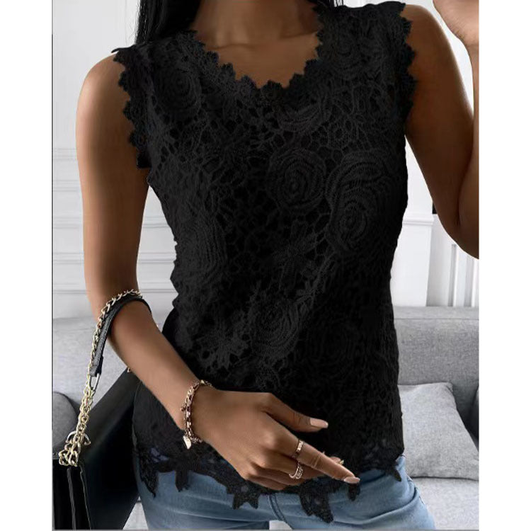Flowers Lace Women Summer Top S-5XL