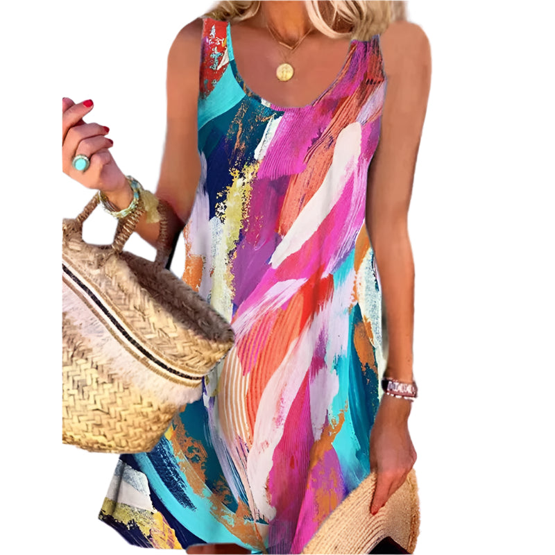 Graffiti Print Sleeveless Dress Women