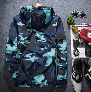 Men Hooded Luminous Zipper Jacket