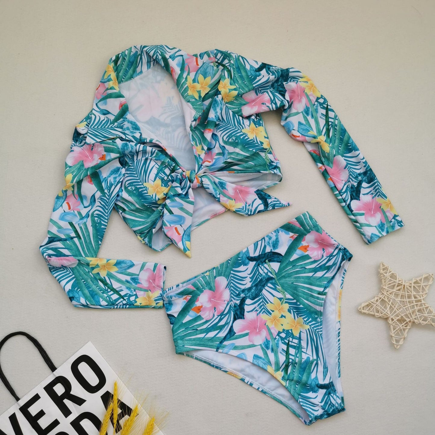 Large Size Swimsuit Long Sleeve High Waist