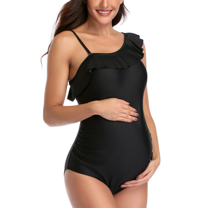 Maternity Oblique Shoulder Flashing Swimsuit