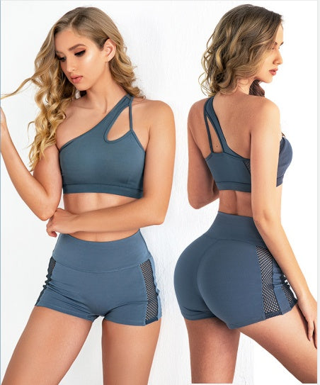 Yoga Suit Sports Bra Hips Peach Pants Hollow Shorts