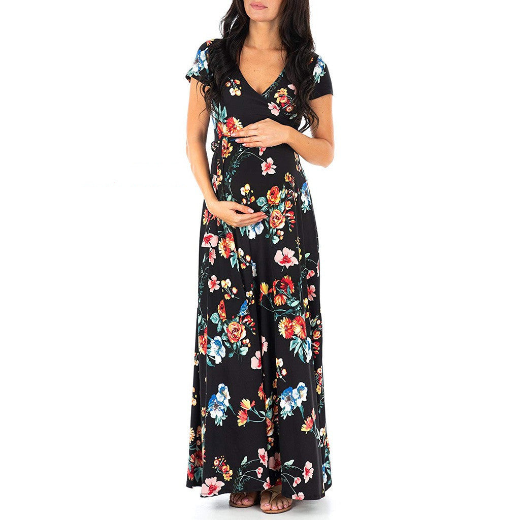 Maternity Floral Printed Long Dress