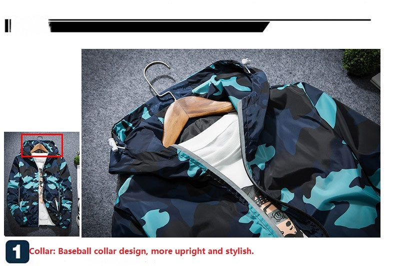 Men Hooded Luminous Zipper Jacket