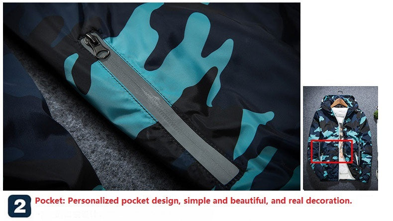 Men Hooded Luminous Zipper Jacket
