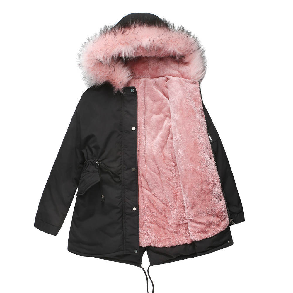 Cotton-padded Mid-length Hooded Coat