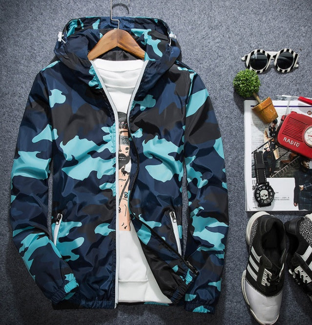 Men Hooded Luminous Zipper Jacket