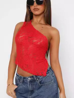 Ins Lace Backless Top