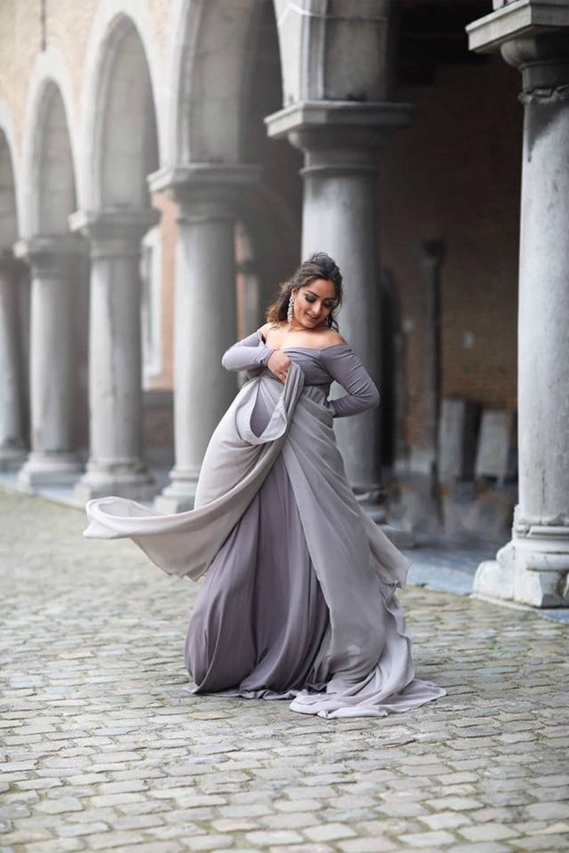 Photo Mopping Long Maternity Dress