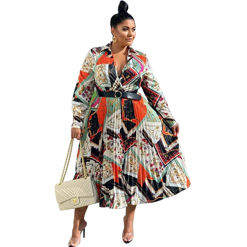 plus size V sexy dress with belt