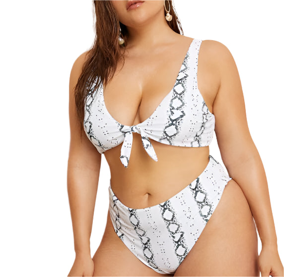 Sexy plus size knotted high waist ladies swimwear