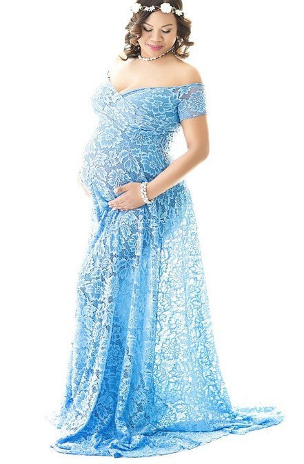 Maternity long tail short-sleeved dress