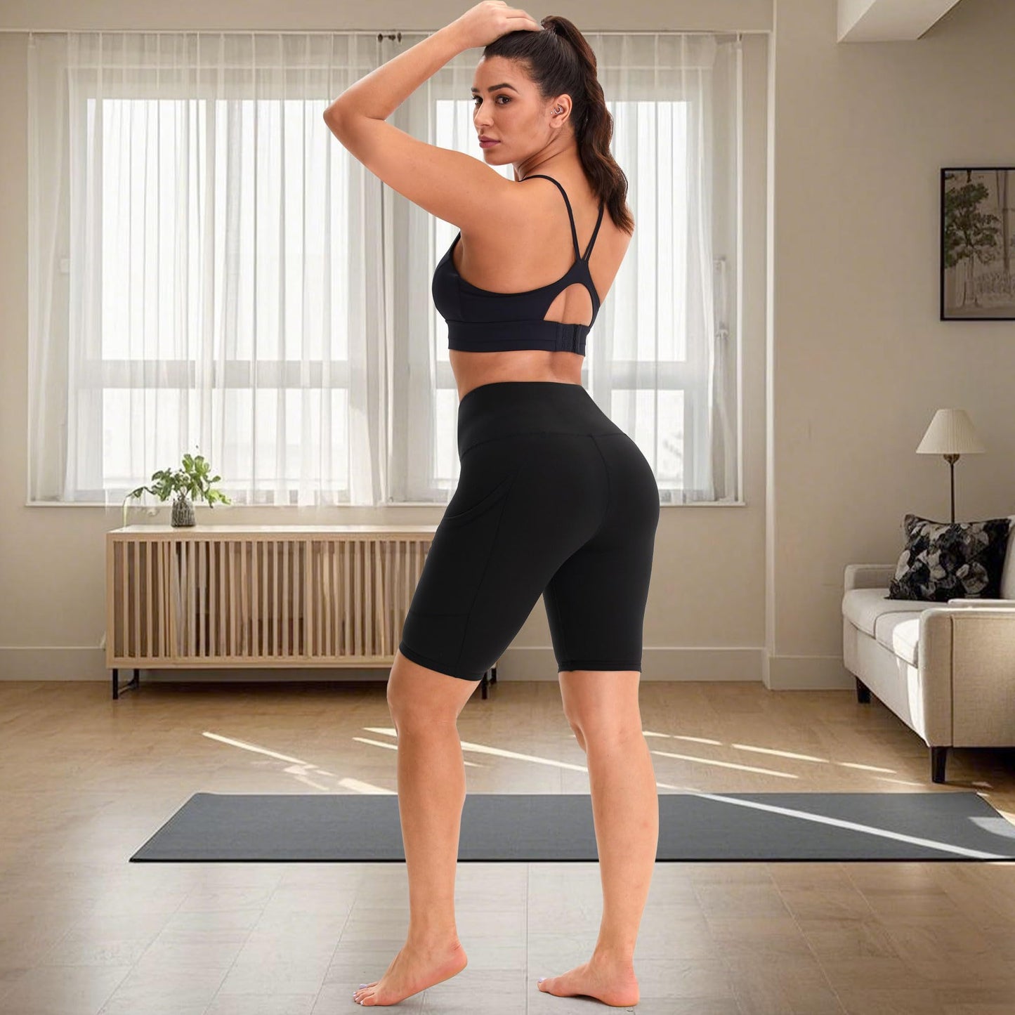 High Waist 8'' Summer Tummy Control Spandex Workout Shorts