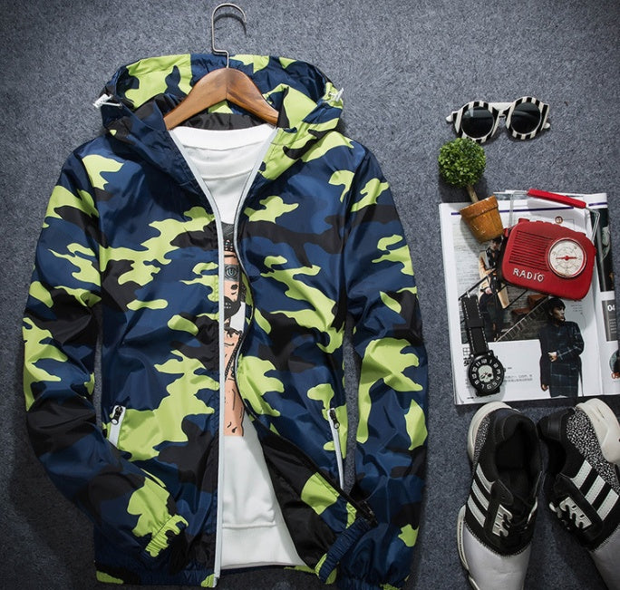 Men Hooded Luminous Zipper Jacket