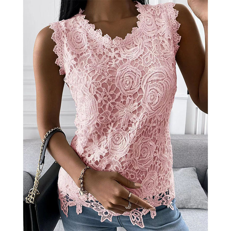 Flowers Lace Women Summer Top S-5XL