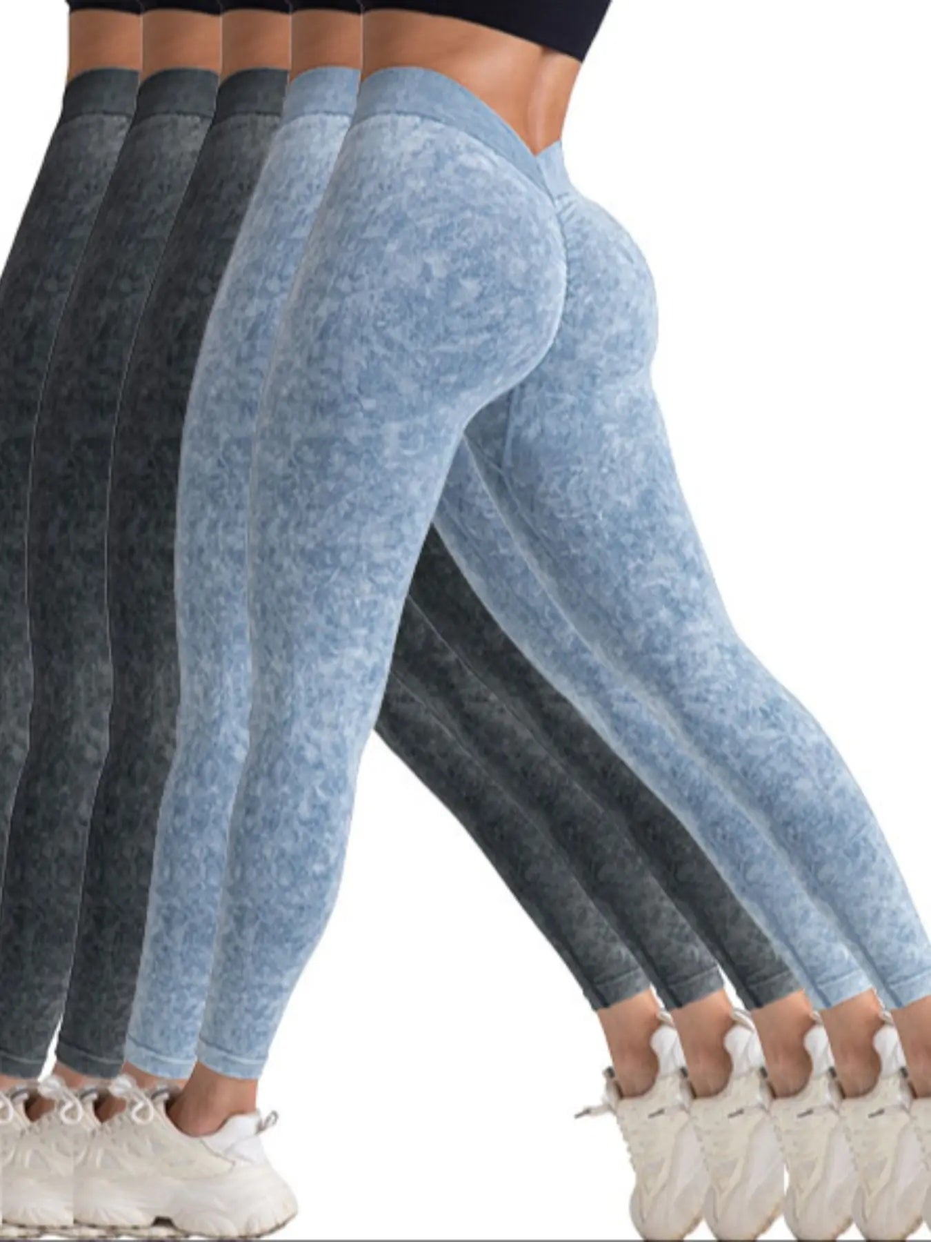 5 Pack V-Back Scrunch Butt Women Seamless High Waist Legging