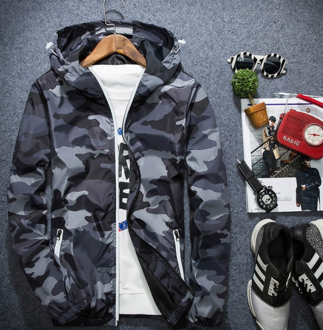 Men Hooded Luminous Zipper Jacket