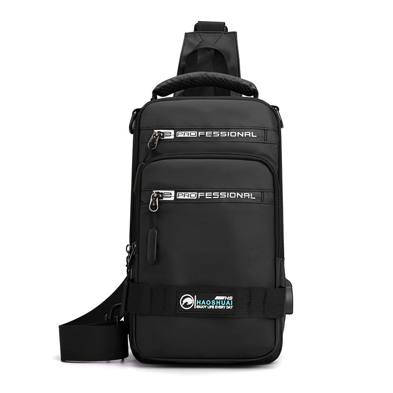Multifunction Bags For Men Nylon Backpack Crossbody Shoulder Bag With USB Charging Port