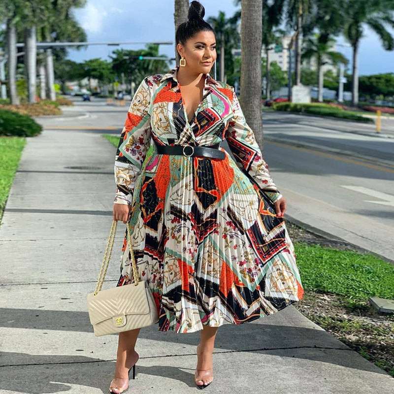 plus size V sexy dress with belt