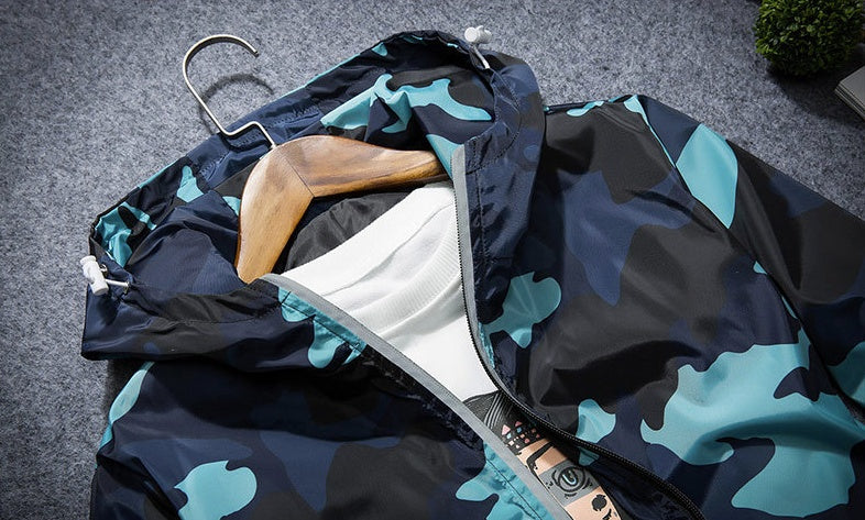 Men Hooded Luminous Zipper Jacket