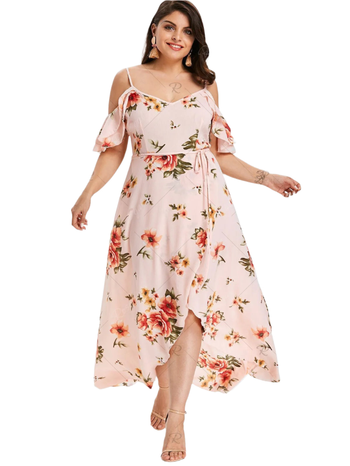 Plus size bohemian ruffled dress