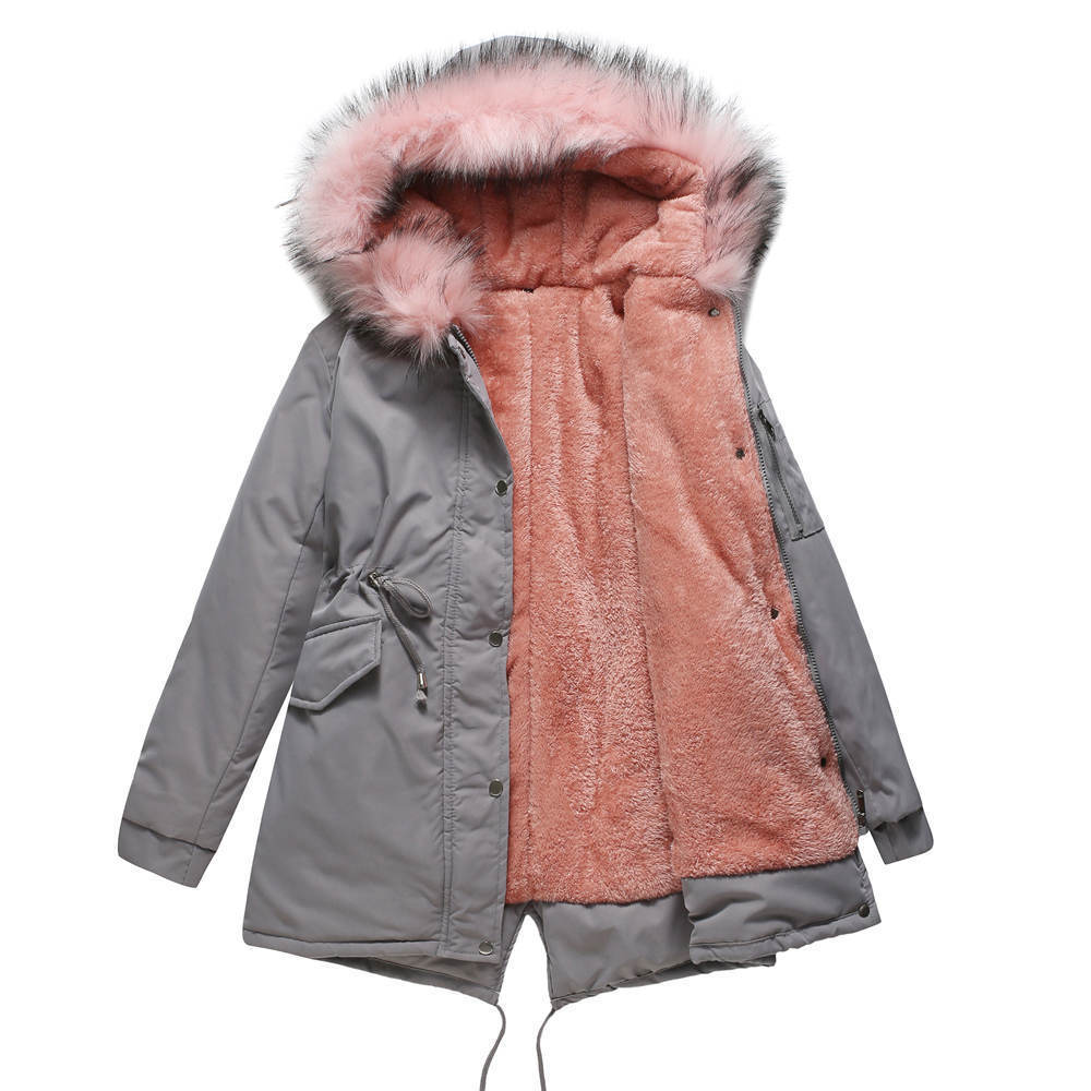 Cotton-padded Mid-length Hooded Coat