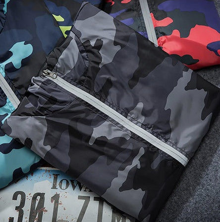Men Hooded Luminous Zipper Jacket