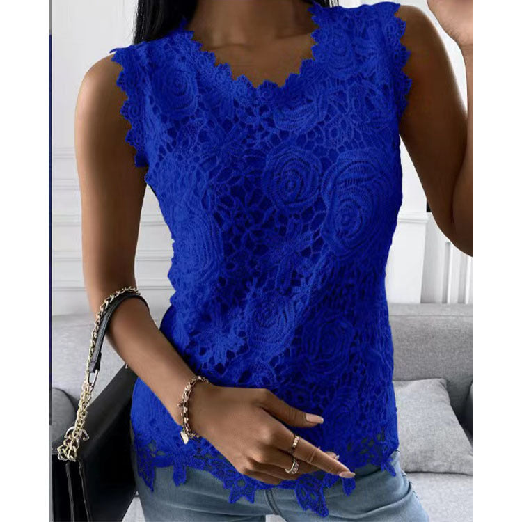 Flowers Lace Women Summer Top S-5XL