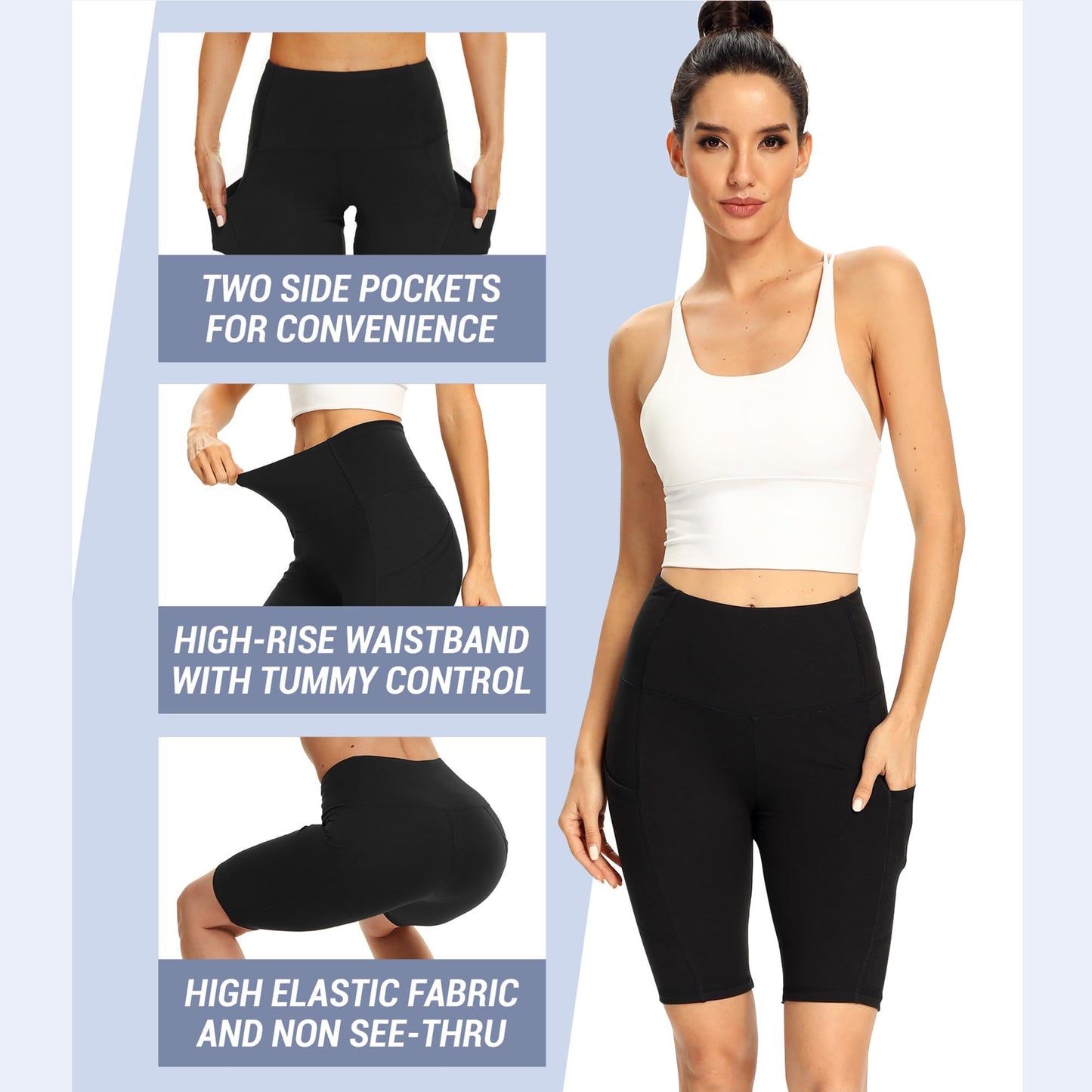 High Waist 8'' Summer Tummy Control Spandex Workout Shorts