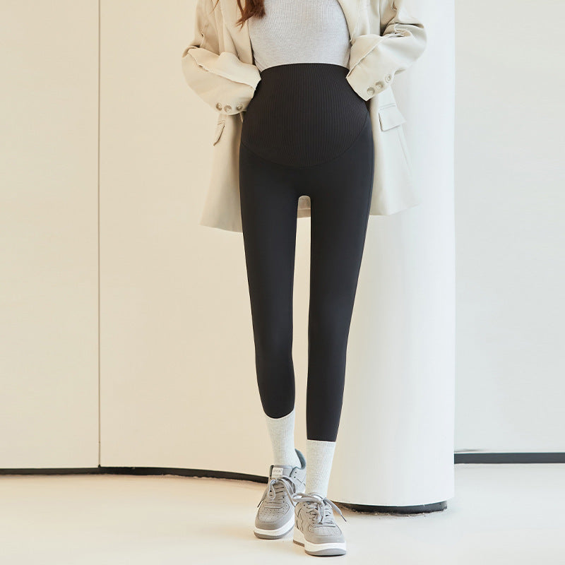 Fleece-lined High-waist Belly Supporting Maternity Legging