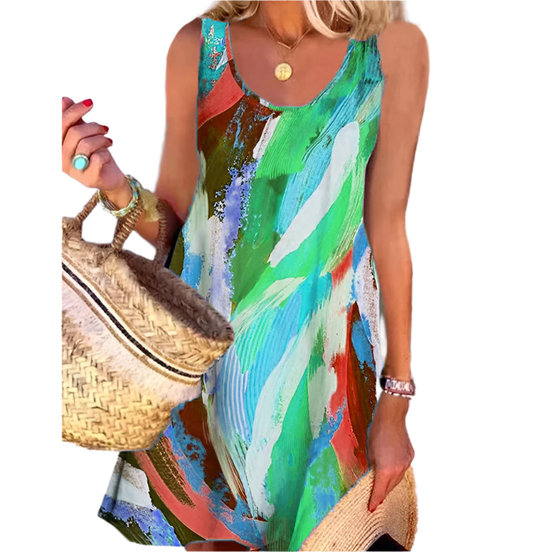 Graffiti Print Sleeveless Dress Women