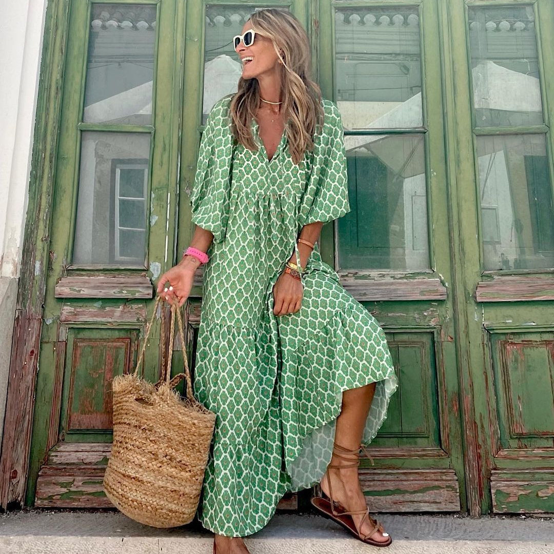 Casual Loose V-Neck Long Dress