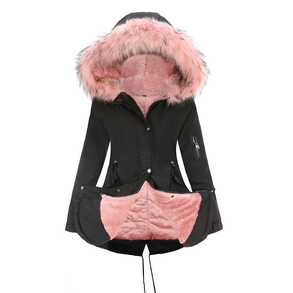 Cotton-padded Mid-length Hooded Coat