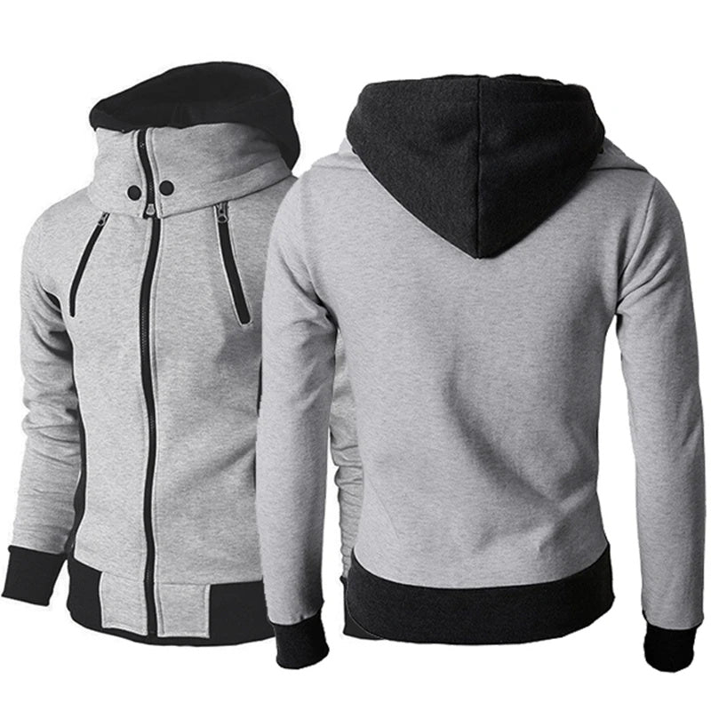 Zip UP Hooded Fake Two Pieces Jacket