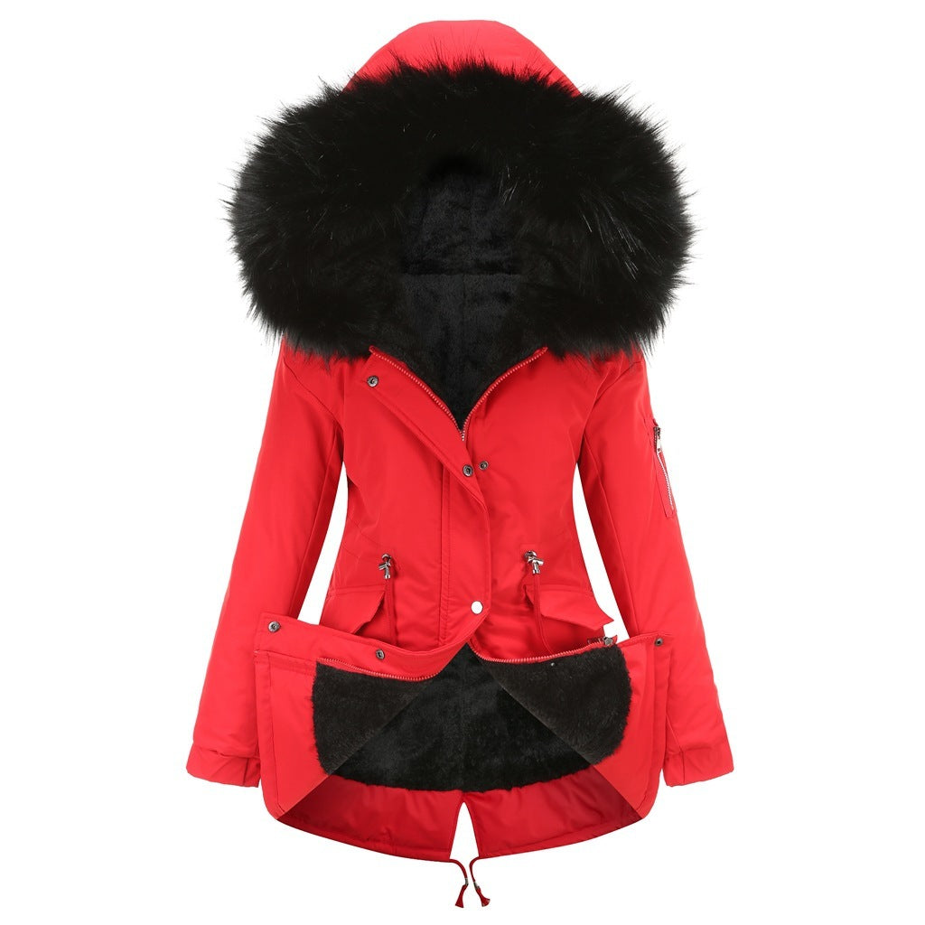 Cotton-padded Mid-length Hooded Coat