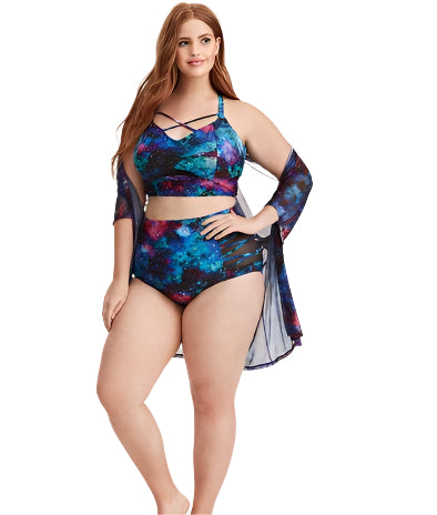 Plus Size Printed Swimsuit Split Swimsuit
