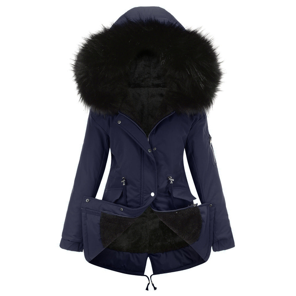 Cotton-padded Mid-length Hooded Coat
