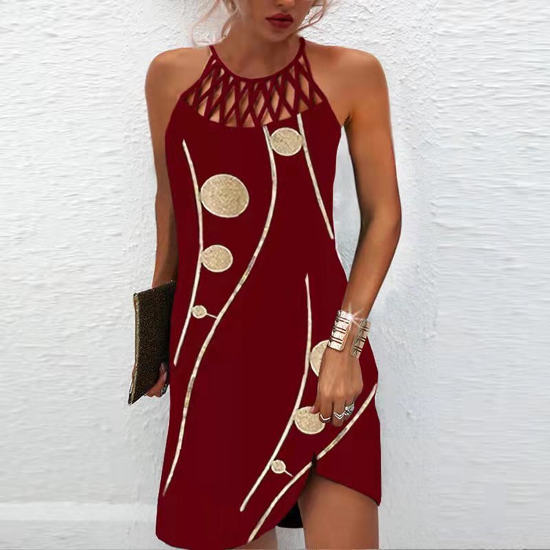 Print Dress Casual Halter neck Dress
