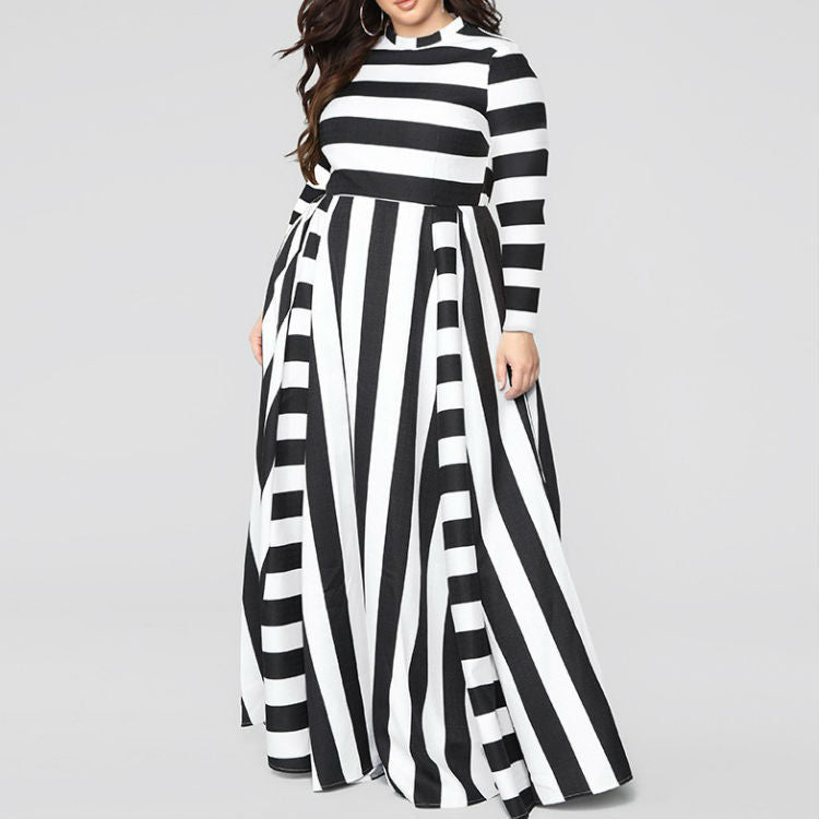 Loose Plus Size Striped Woman's Dress
