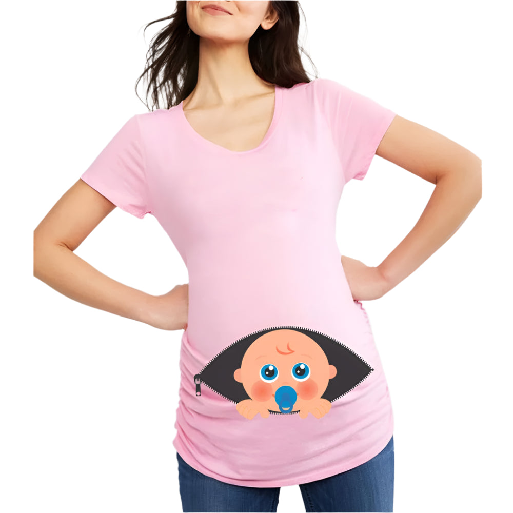 Funny Cartoon Print Maternity T-Shirts