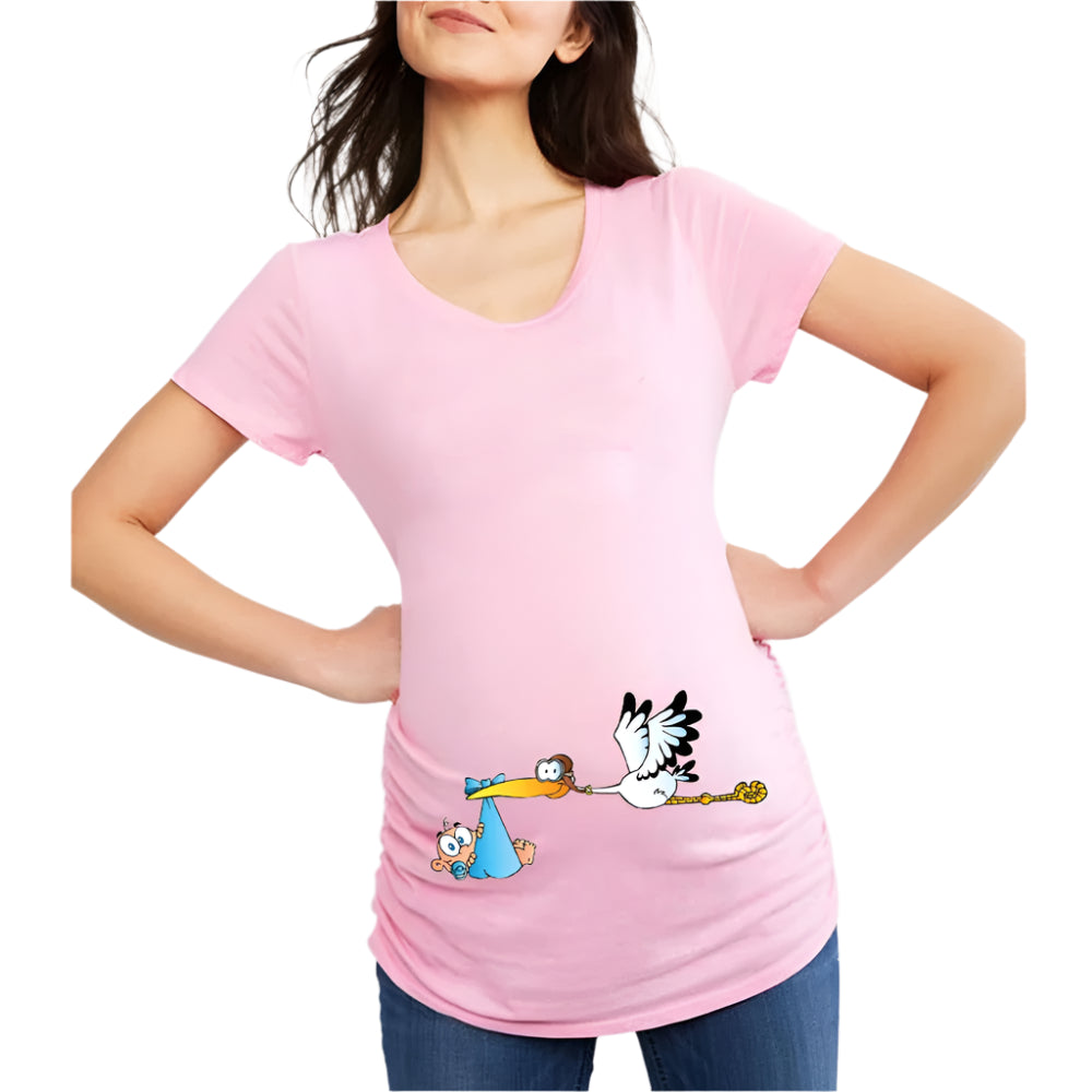 Funny Cartoon Print Maternity T-Shirts