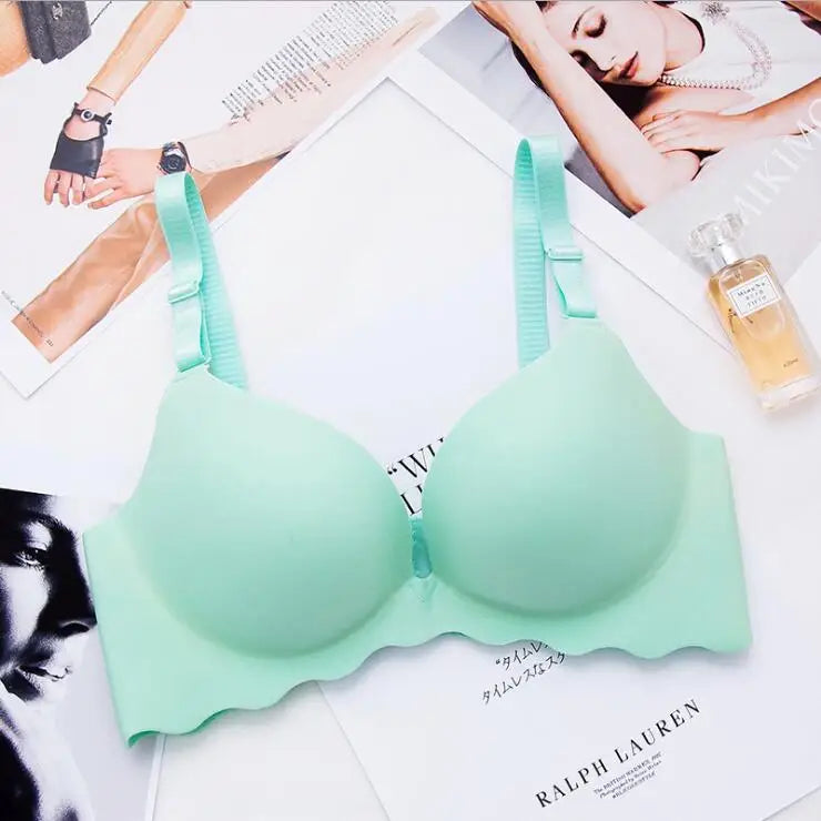 Women Flower Print Seamless Push Up Bras
