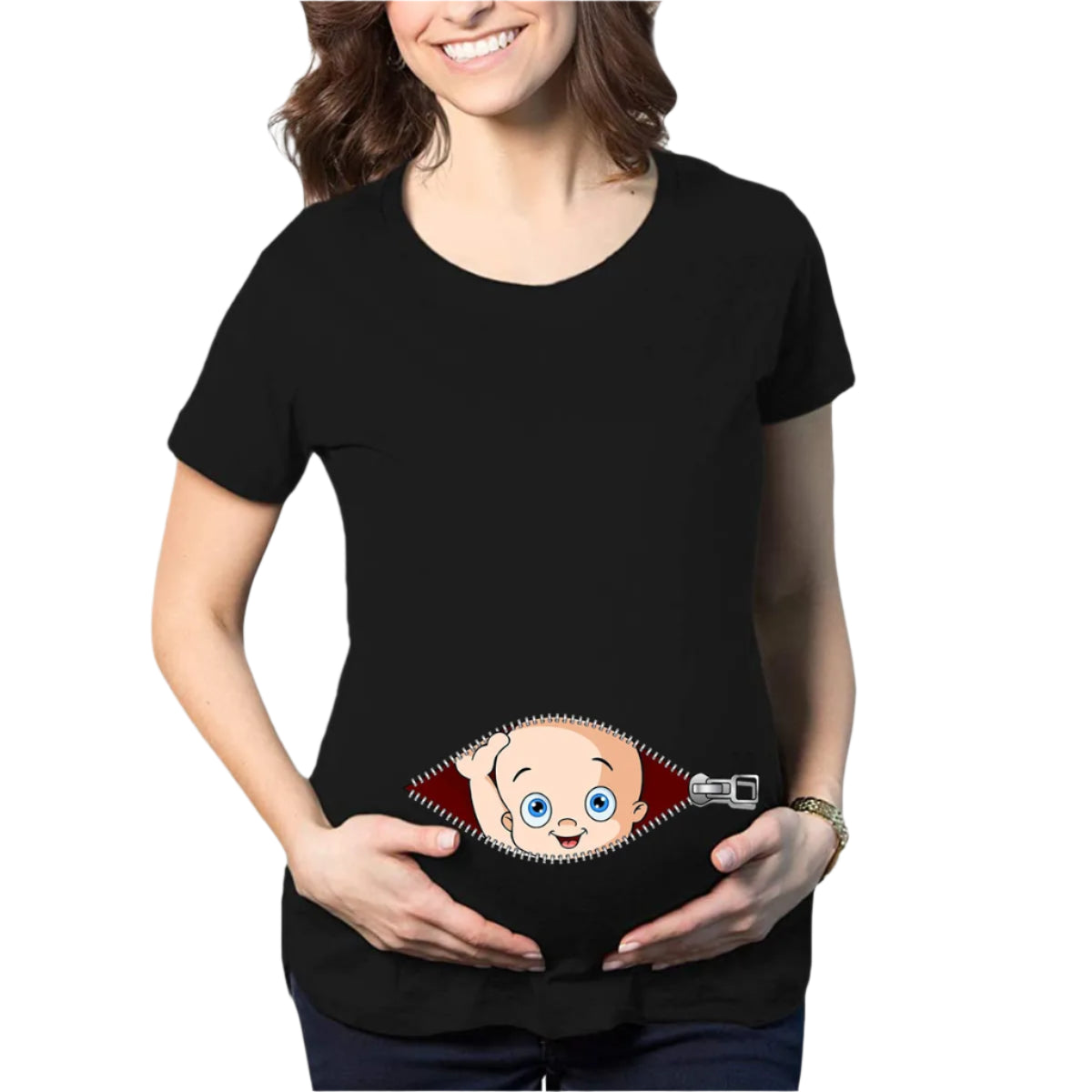 Zipper Baby Loading Women Pregnant Funny T Shirt