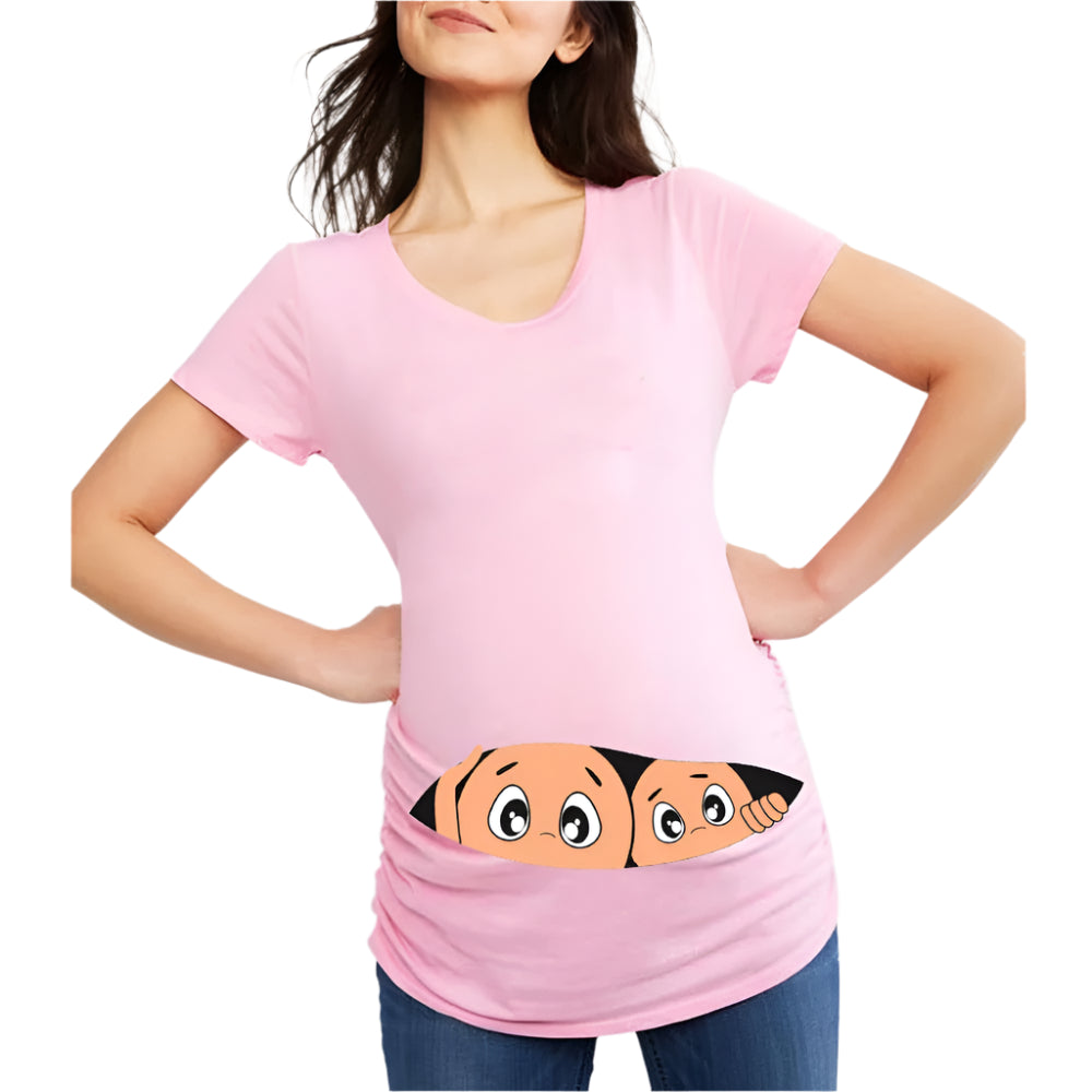 Funny Cartoon Print Maternity T-Shirts