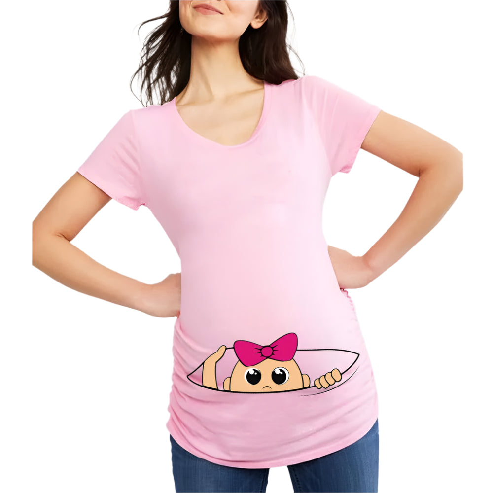 Funny Cartoon Print Maternity T-Shirts