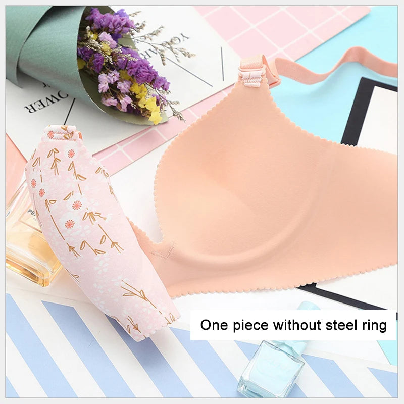 Women Flower Print Seamless Push Up Bras