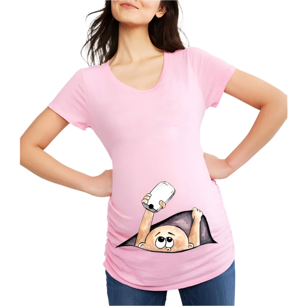 Funny Cartoon Print Maternity T-Shirts