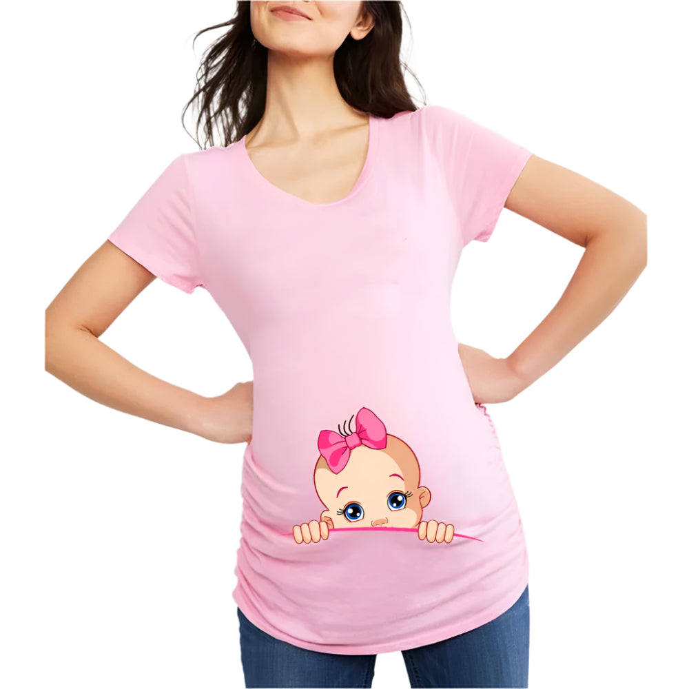 Funny Cartoon Print Maternity T-Shirts