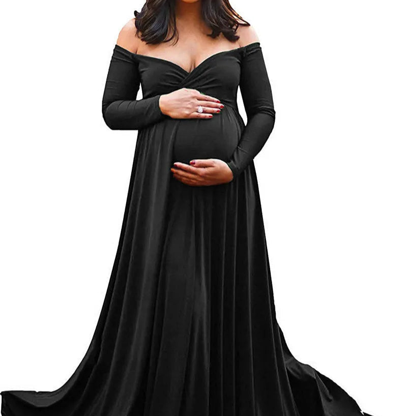Long Tail, V-Neck Maxi Maternity Dresses
