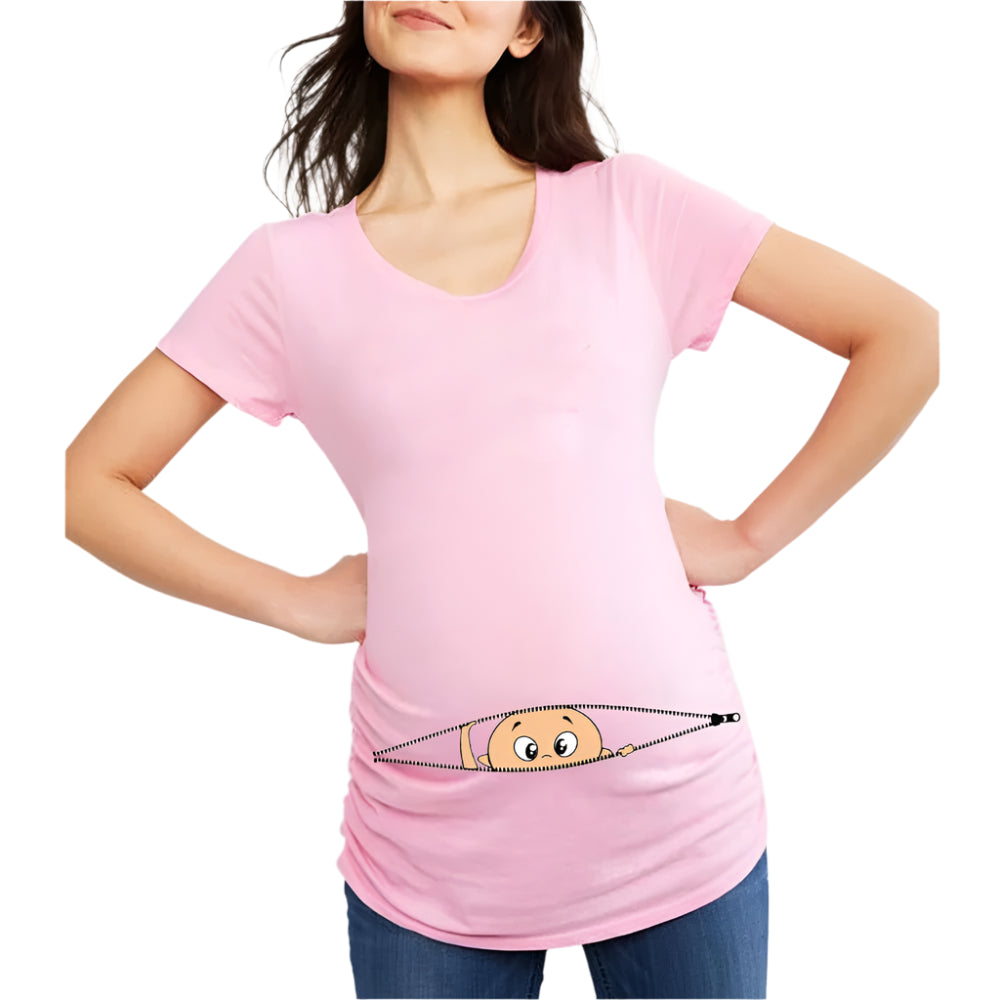Funny Cartoon Print Maternity T-Shirts